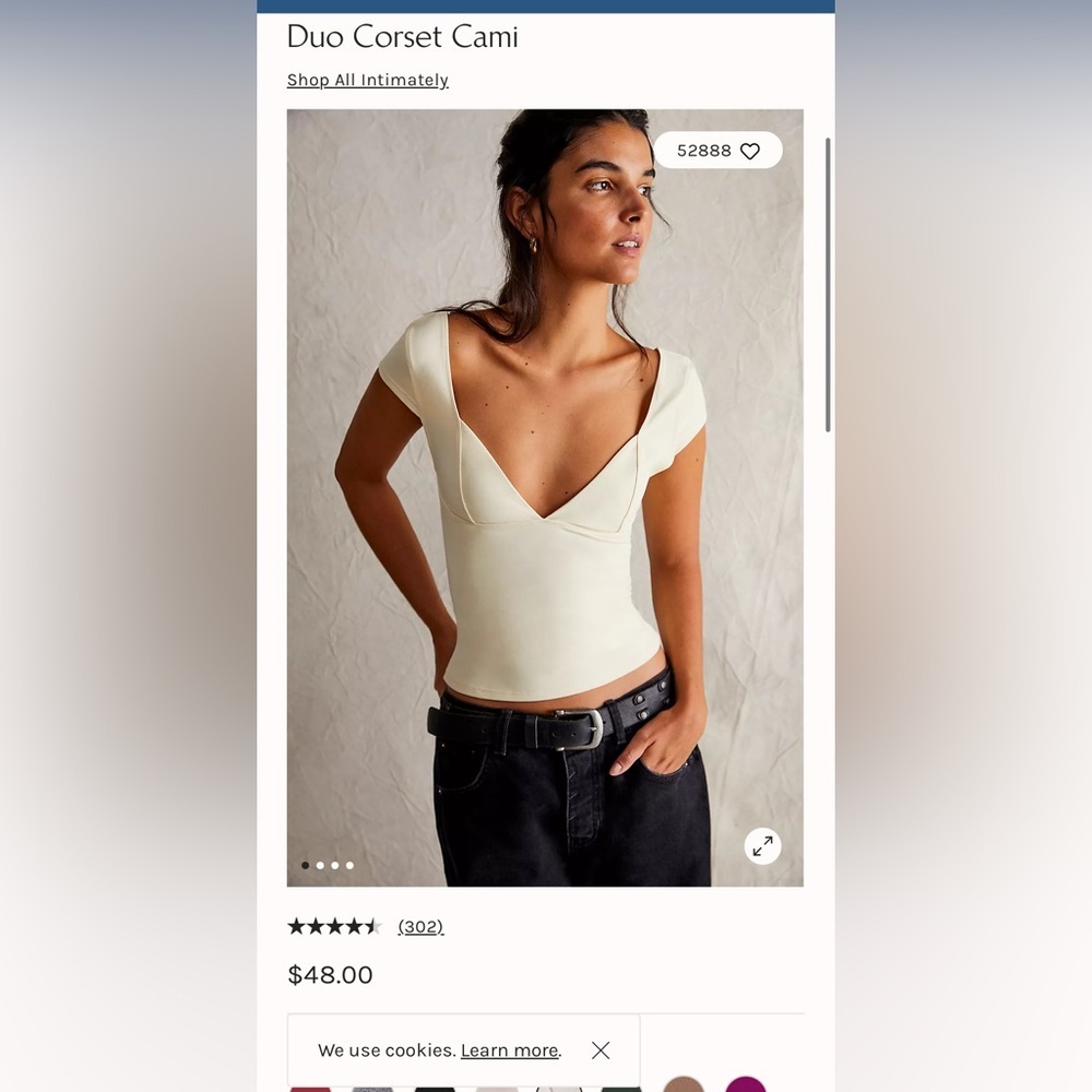 Free people duo corset cami top in ivory NWT